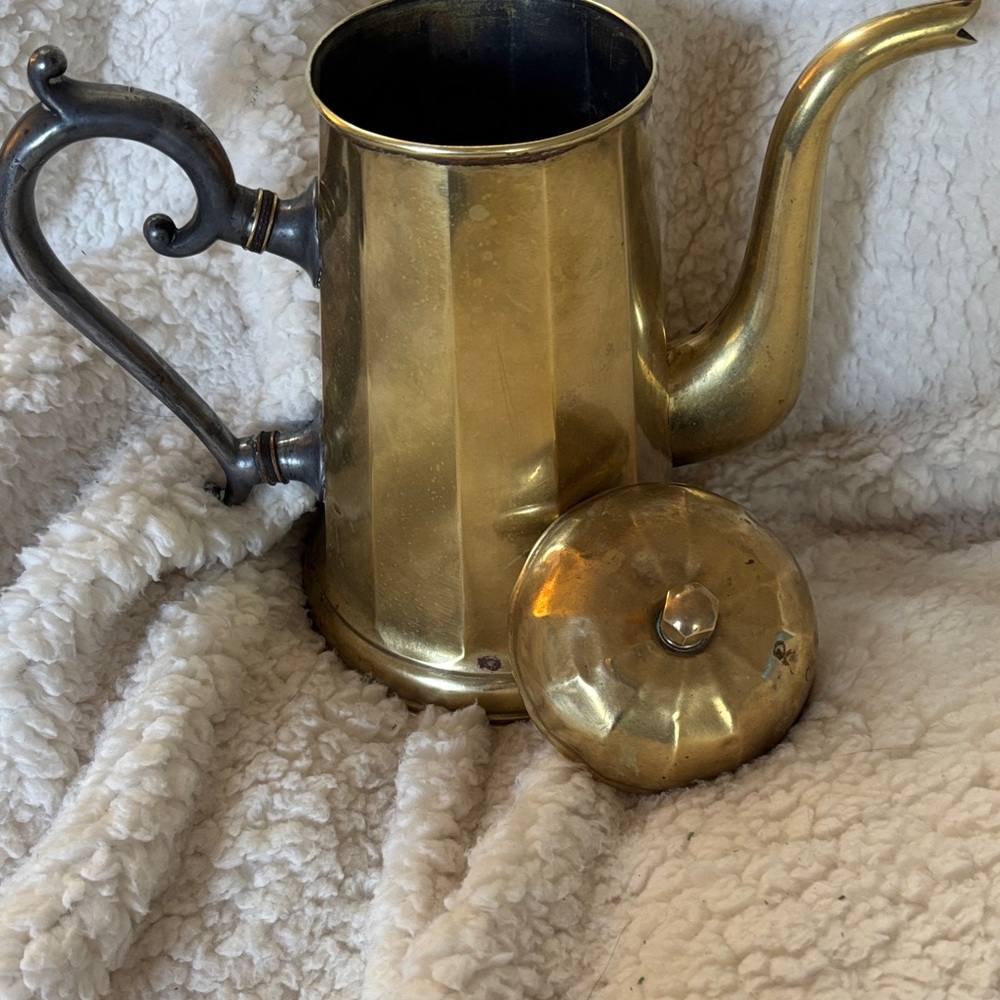 Elegant Antique Brass Chocolate / Coffee Pot